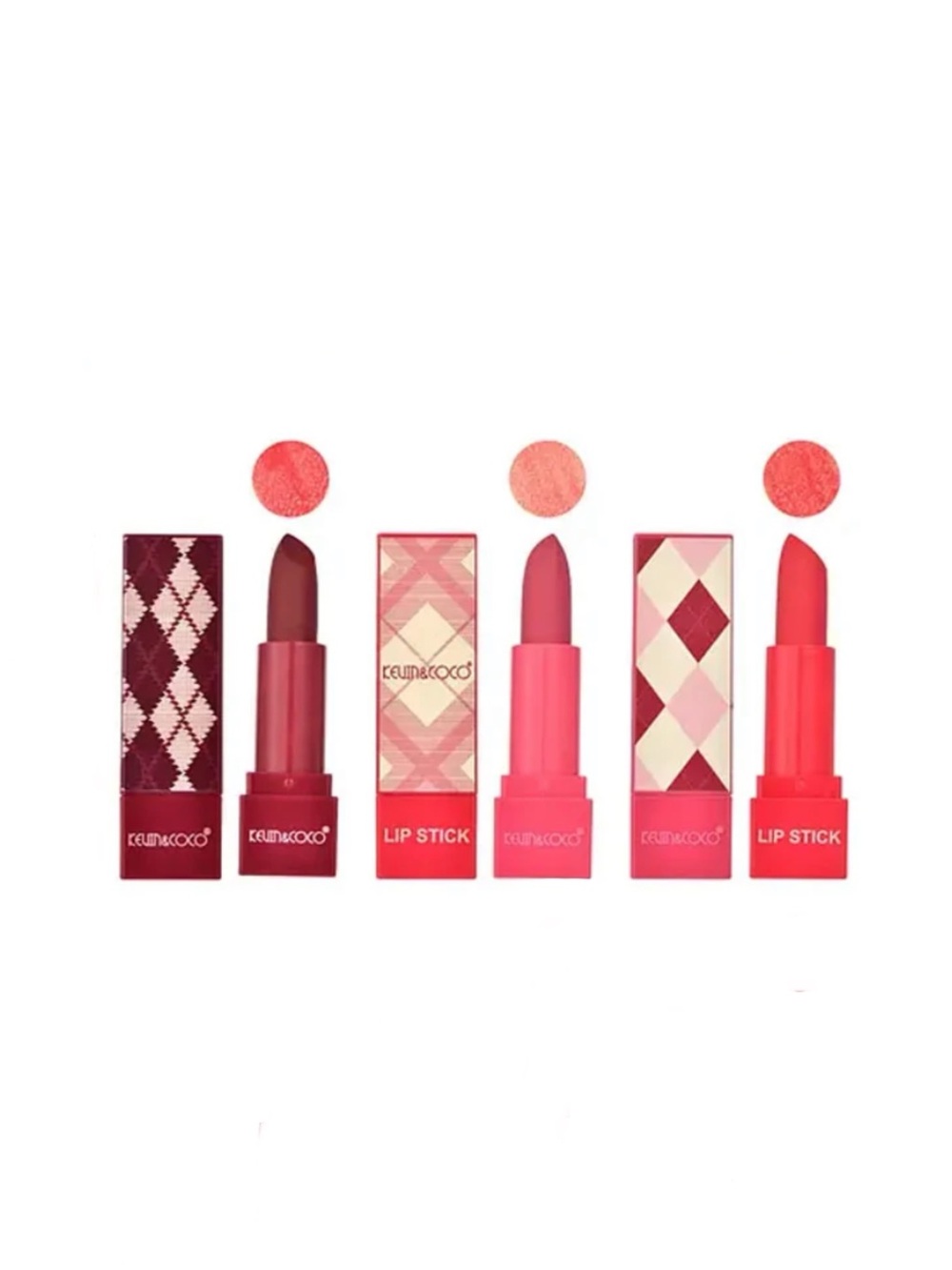 Vintage Pattern Lipstick Trio — Pink & Red Shades